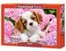 Puzzle 500 Pup in Pink Flowers CASTOR